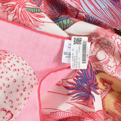Hermes Cashmere Silk Cosmographia Universalis Shawl 140 Rose White Bleu 3 of 3