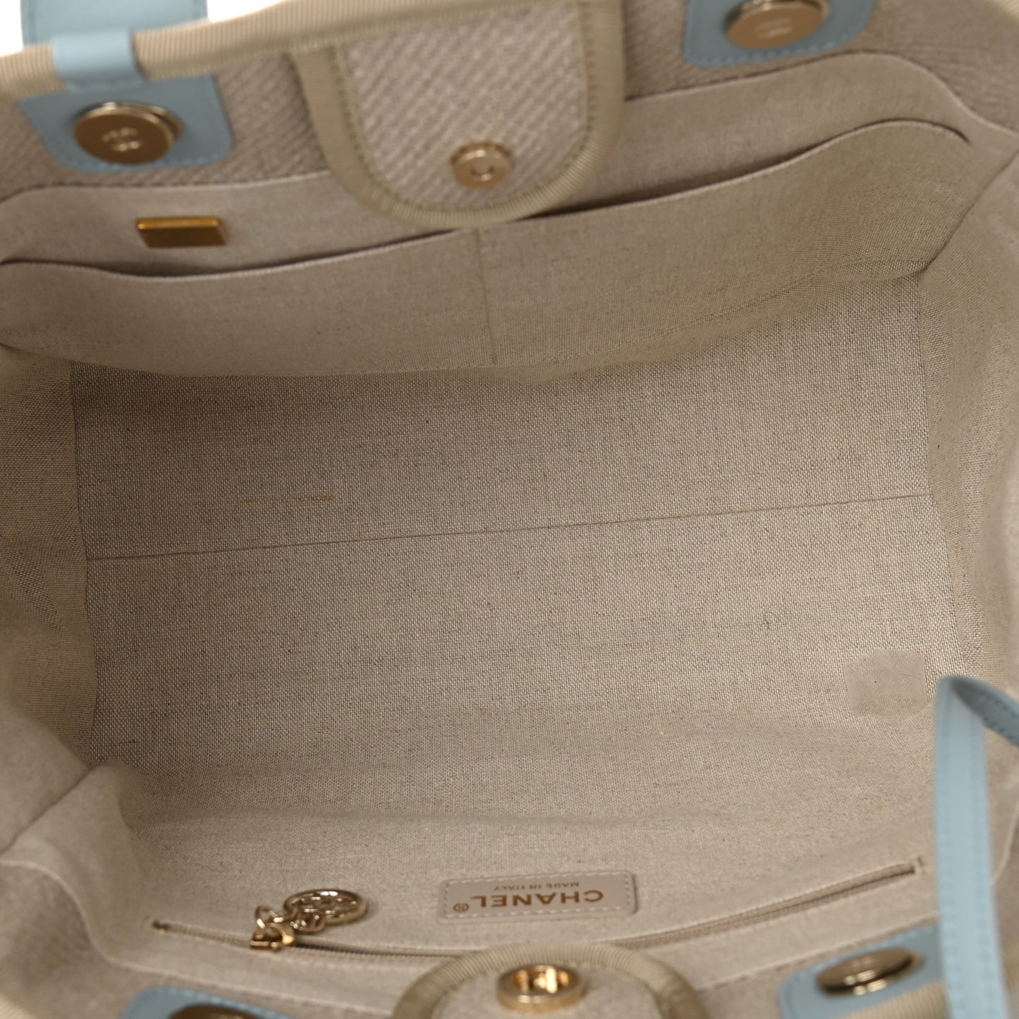 Mixed Fibers Small Deauville Tote Blue Beige
