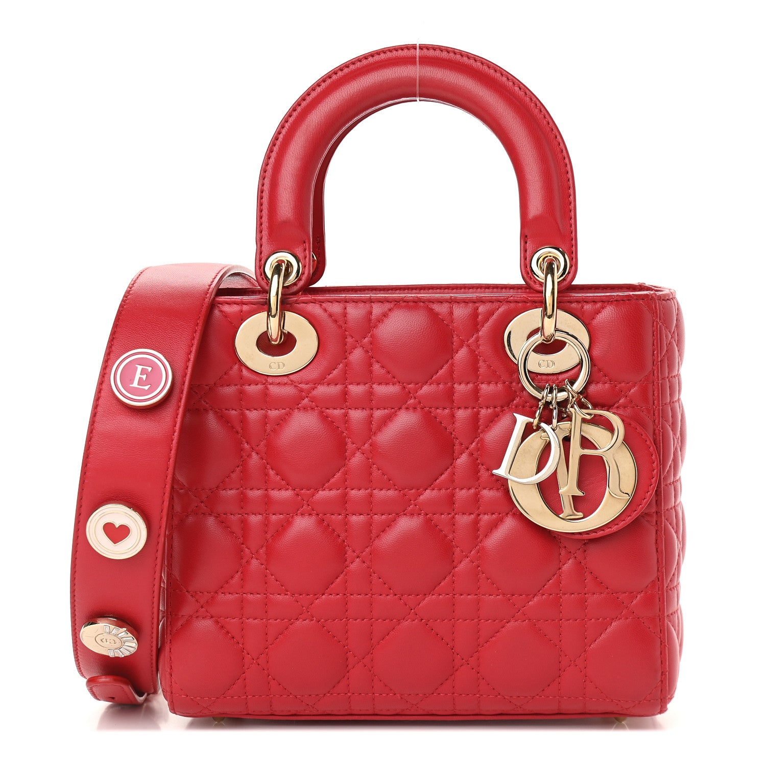 Christian Dior Lambskin Cannage Small Lucky Badges My Lady Dior Red 1 of 8