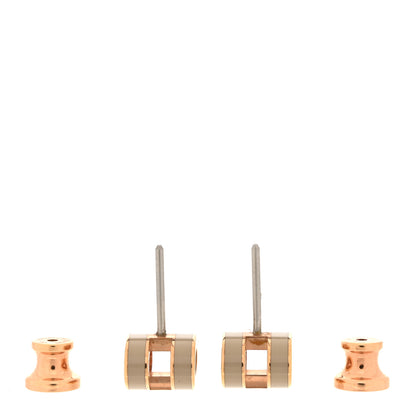 Hermes Gold Lacquered Mini Pop H Earrings Marron Glace 3 of 6
