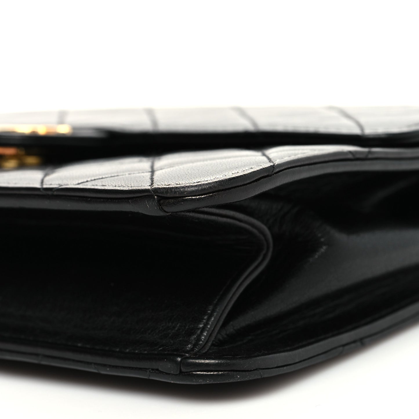 Lambskin Quilted Small Single Flap Black