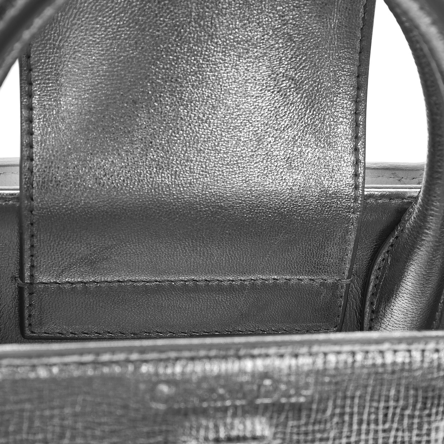 Metallic Grained Calfskin Mini Diorever Flap Silver