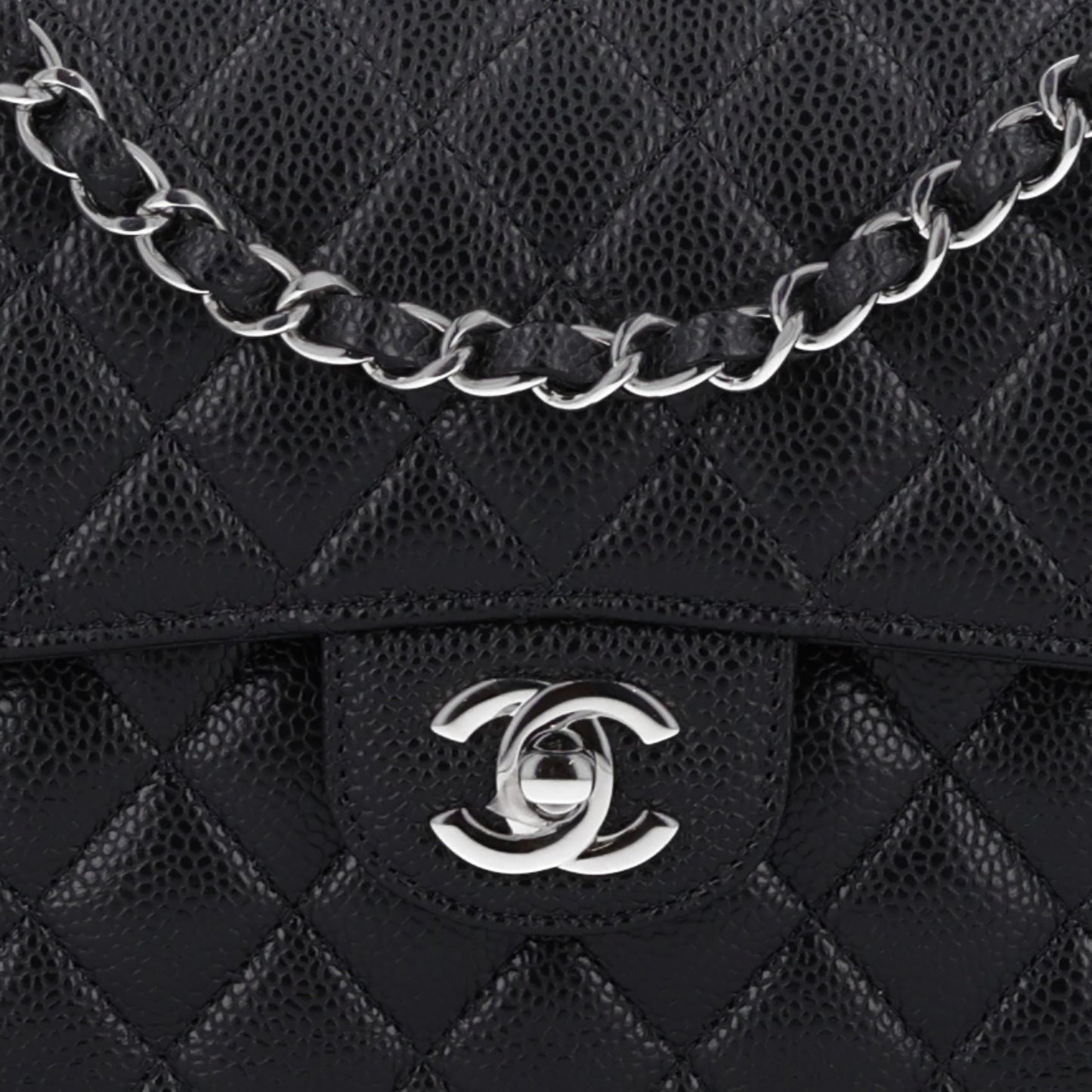 Caviar Quilted Small Double Flap Black