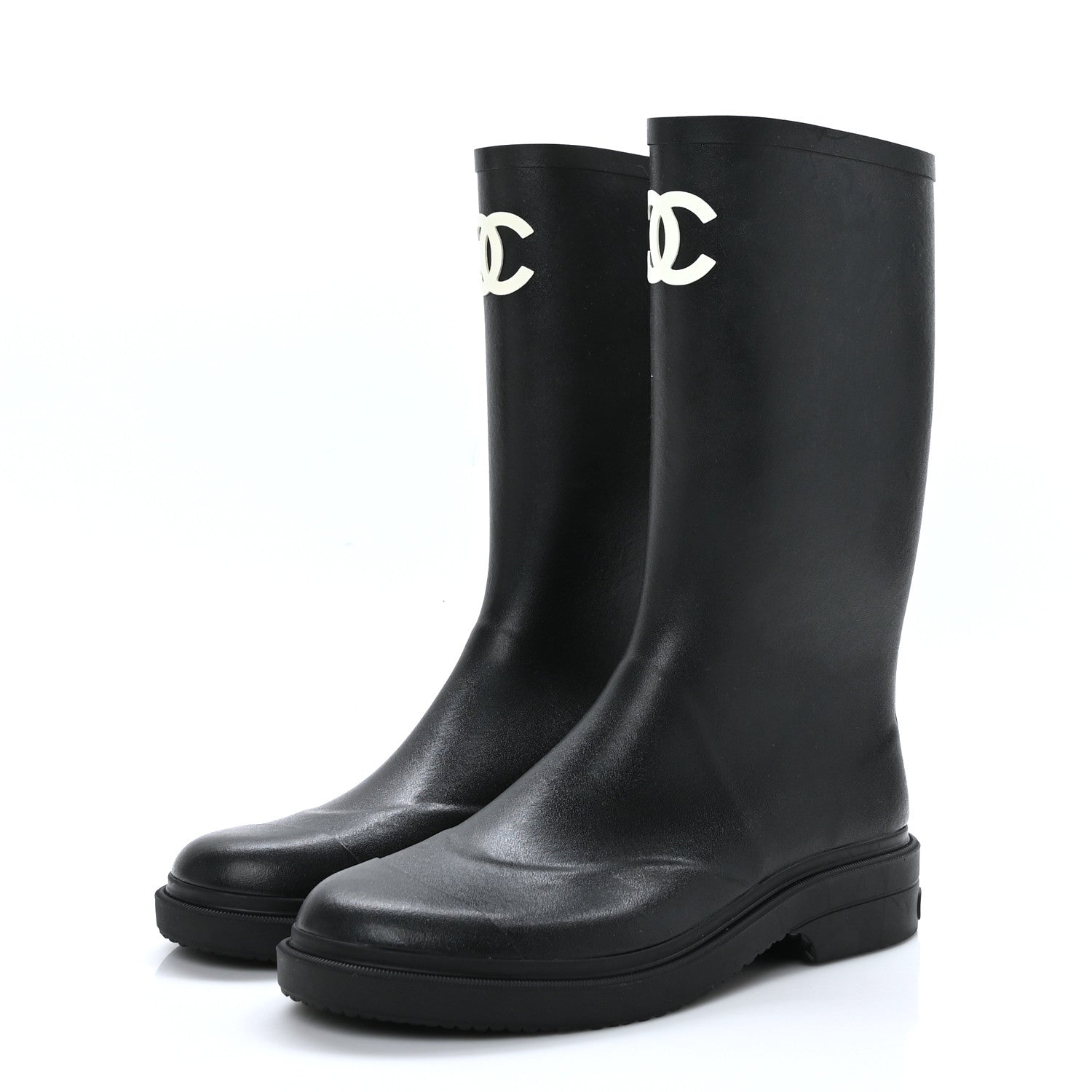 Chanel Caoutchouk CC High Boots 42 Black 3 of 7