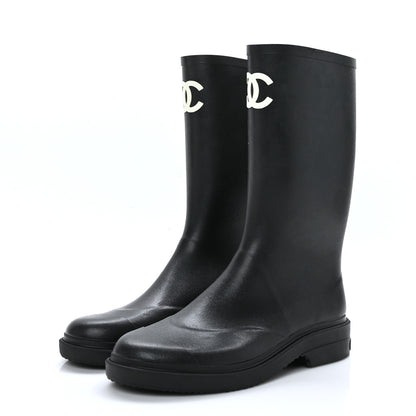 Chanel Caoutchouk CC High Boots 42 Black 3 of 7