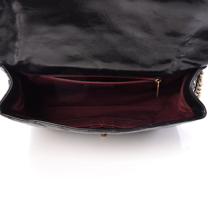 Chanel Glazed Calfskin Castle Rock Large Flap Black Burgundy 5 of 12