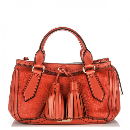 Burberry Grainy Leather Medium Dennet Brogue Tote Orange 1 of 8