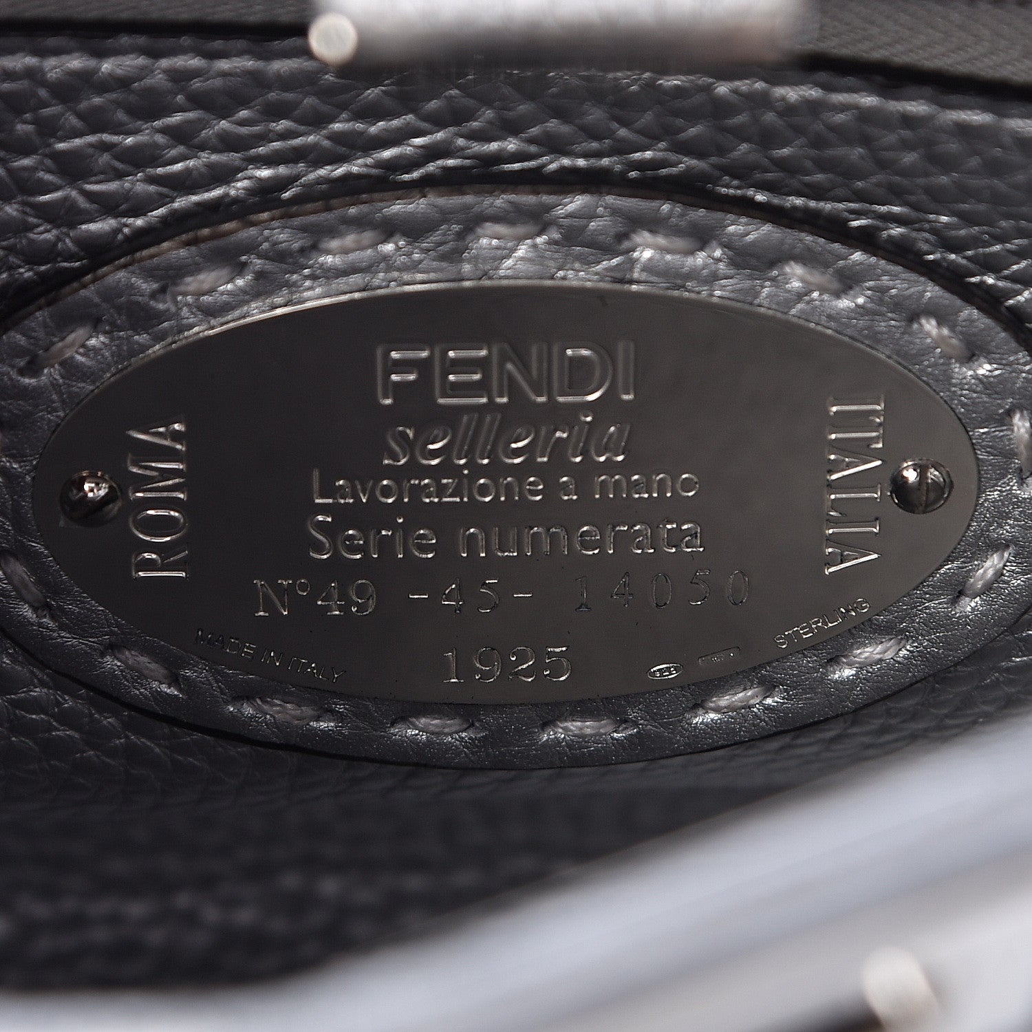 Fendi Cuoio Romano Lux Selleria Mini Peekaboo Iconic Satchel Argento 7 of 13