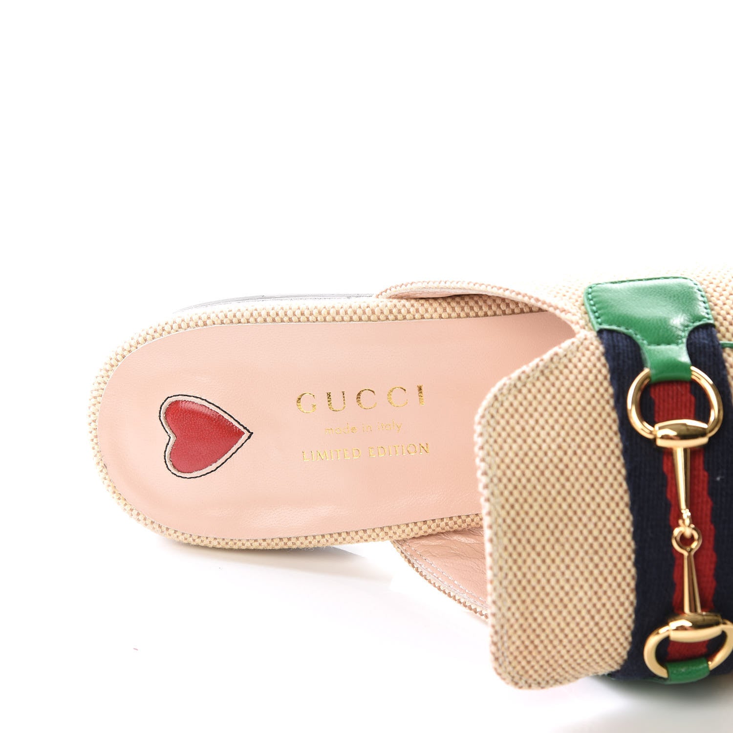 Gucci Canvas Vintage Charlotte Web Womens Princetown Slippers 38.5 Sand New Shamarock 7 of 9