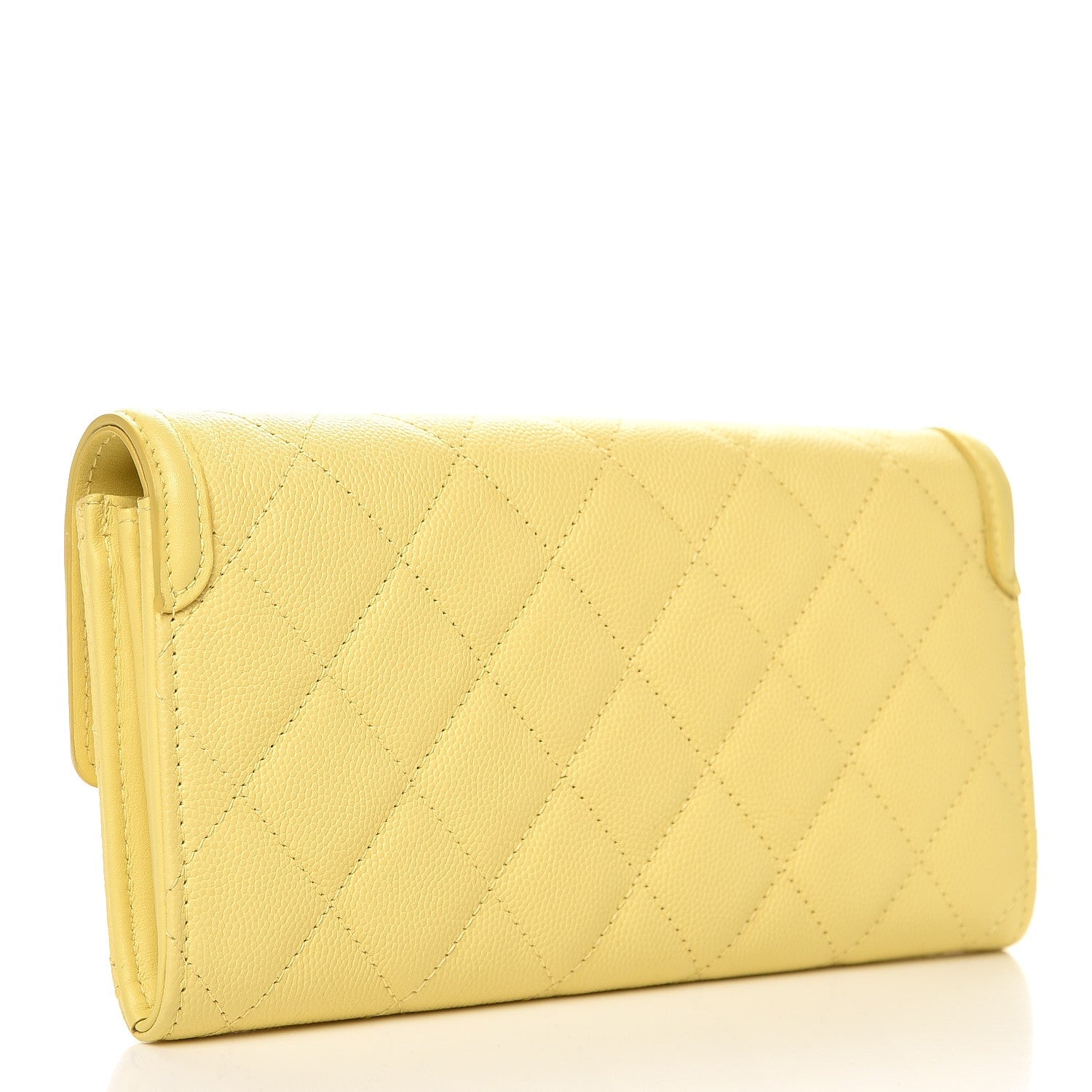 Chanel Caviar Quilted Filigree Flap Wallet Yellow 3 of 10
