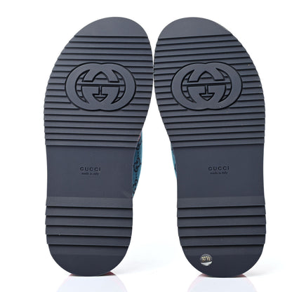 Gucci Monogram Multicolor Criss Cross Platform Slide Sandals 37.5 Light Blue Blue Pink Red 4 of 4