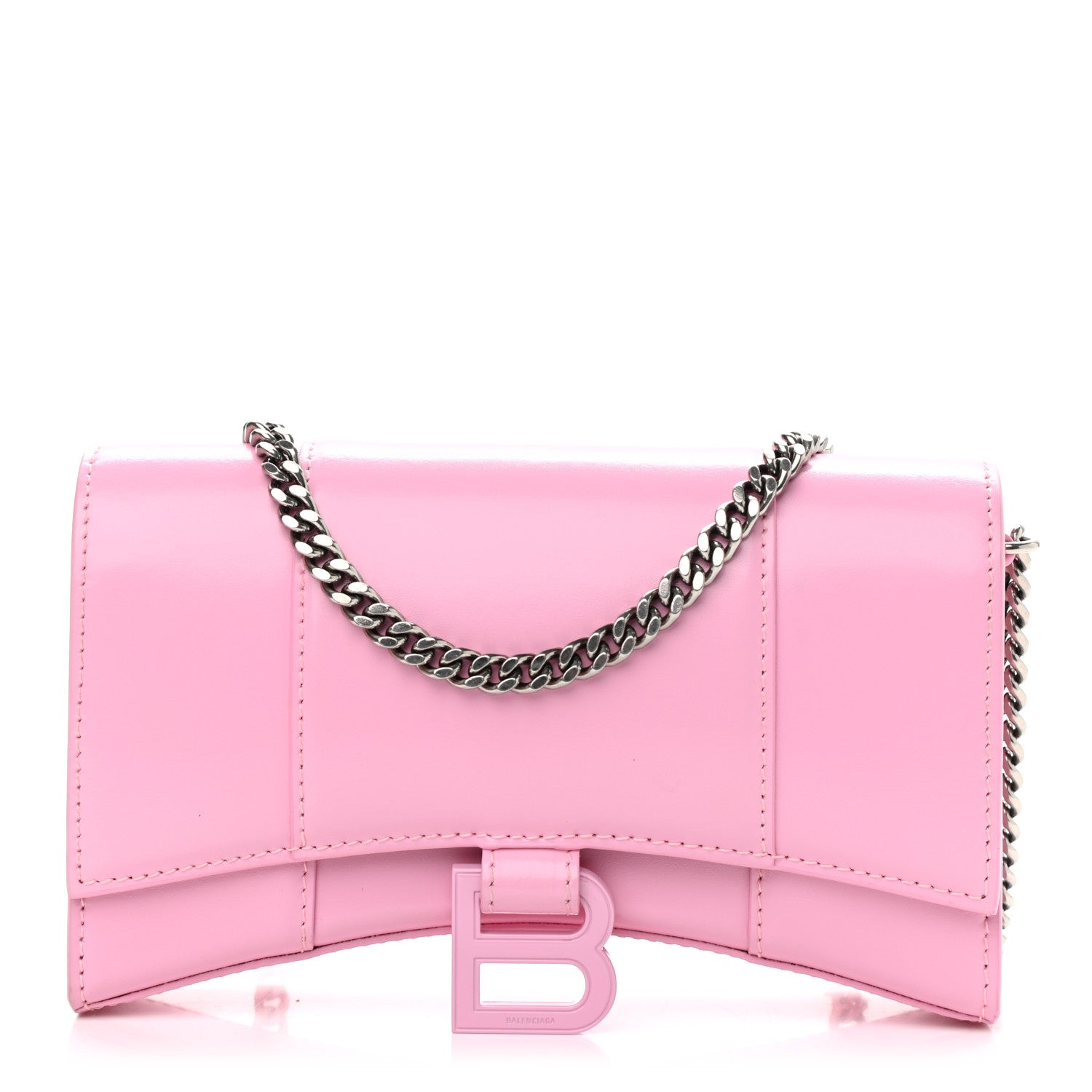 Balenciaga Shiny Box Calfskin Tonal B Hourglass Chain Bag Candy Pink 1 of 11
