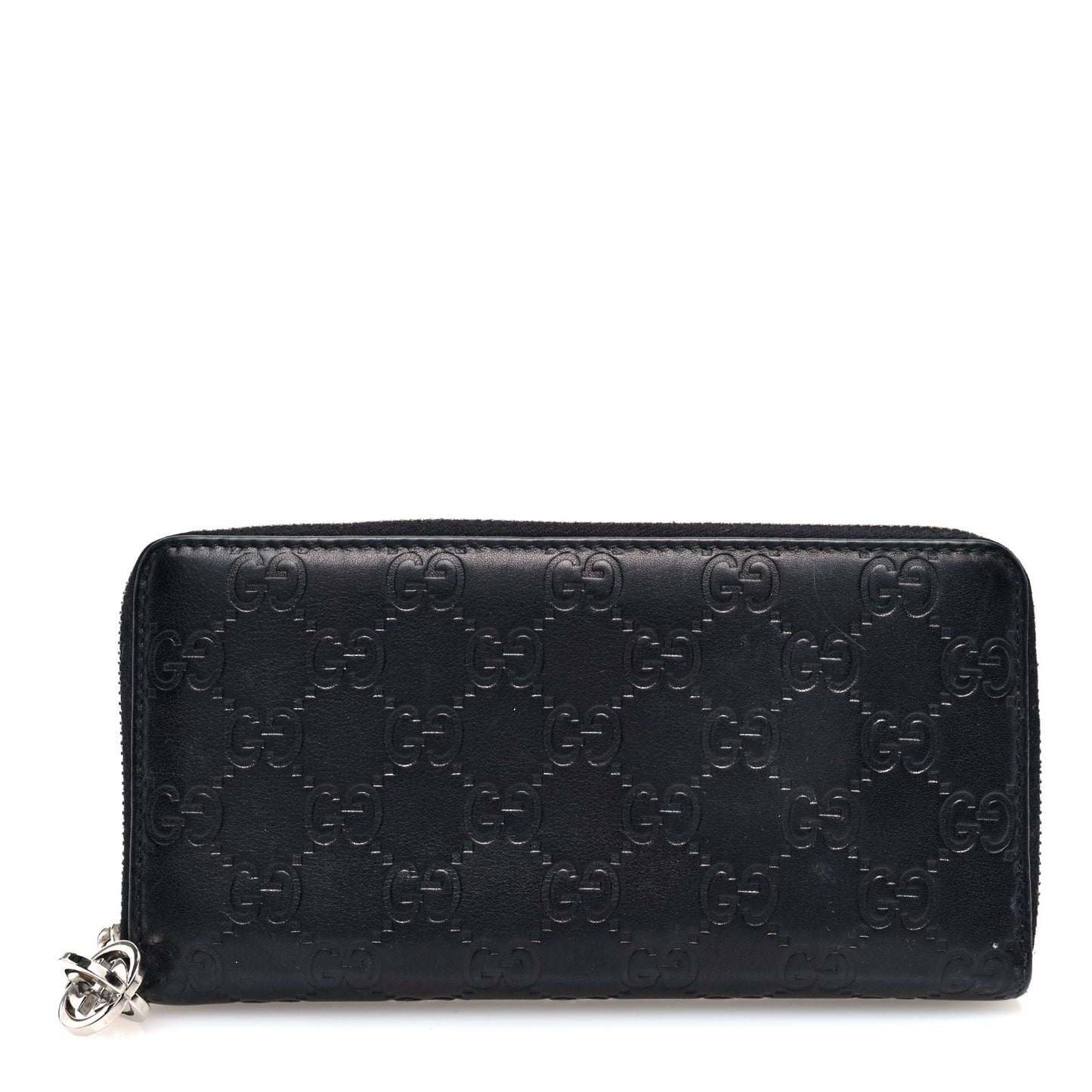 Guccissima Large Twins Zip Around Wallet Black