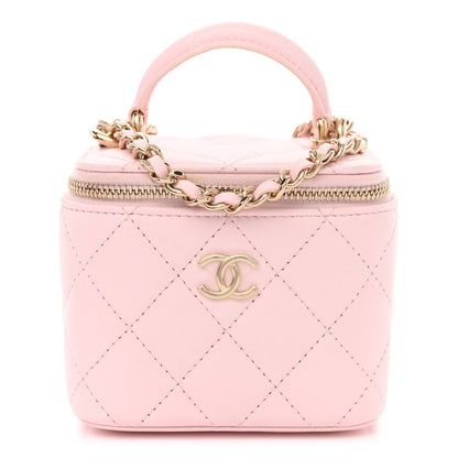 Chanel Lambskin Quilted Mini Top Handle Vanity Case With Chain Light Pink 1 of 11