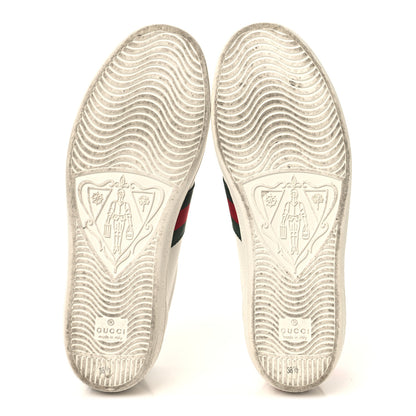 Gucci Calfskin Ayers Bee Embroidered Womens Ace Sneakers 38.5 White Flame Red Green 6 of 10