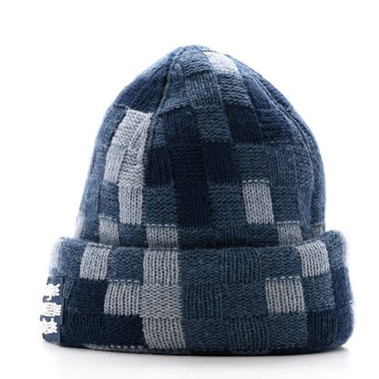 Louis Vuitton Wool Damoflage Beanie Hat Blue 4 of 11