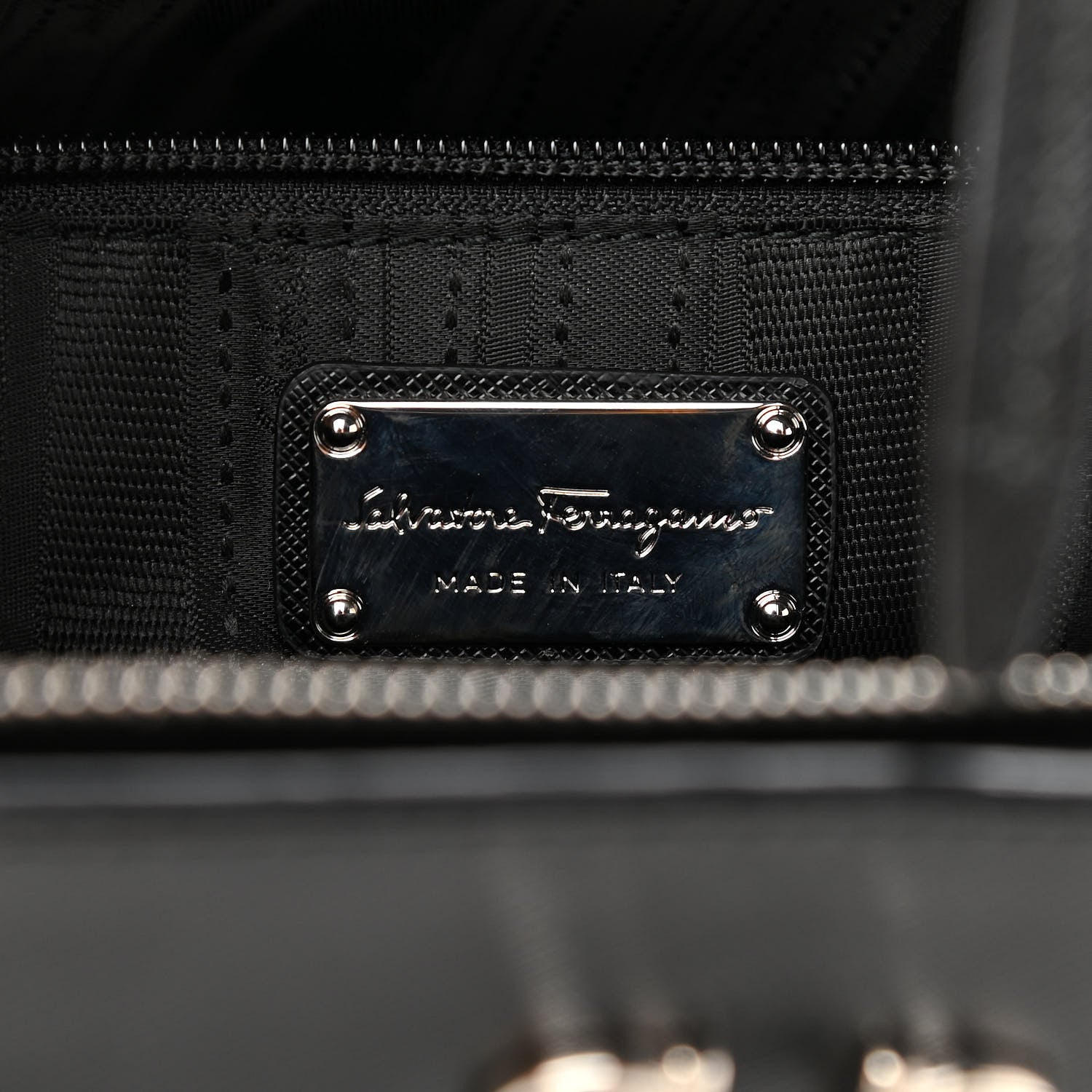 Salvatore Ferragamo Printed Calfskin Briana Tote Black 6 of 9