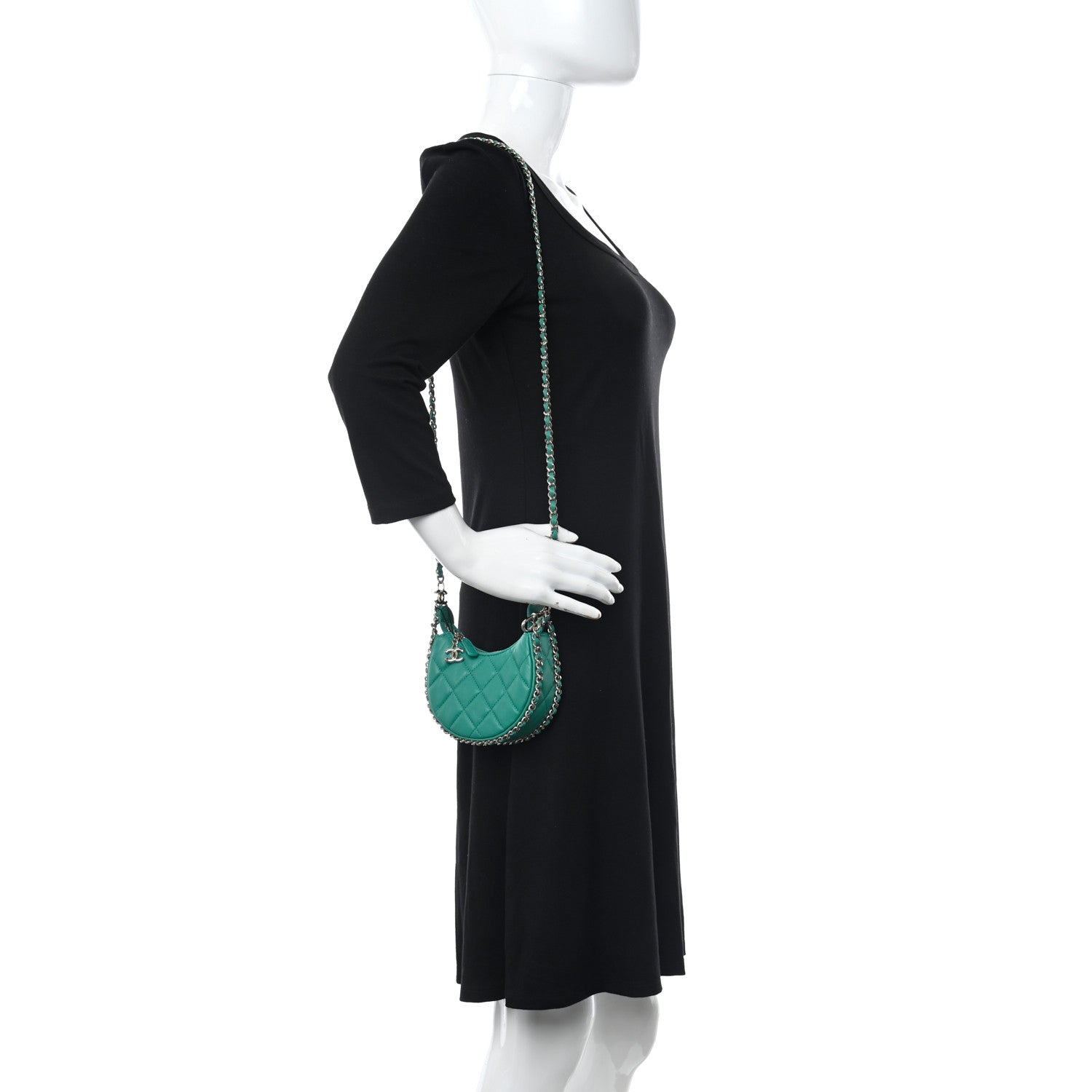 Chanel Lambskin Quilted Mini Chain Around Hobo Green 2 of 11