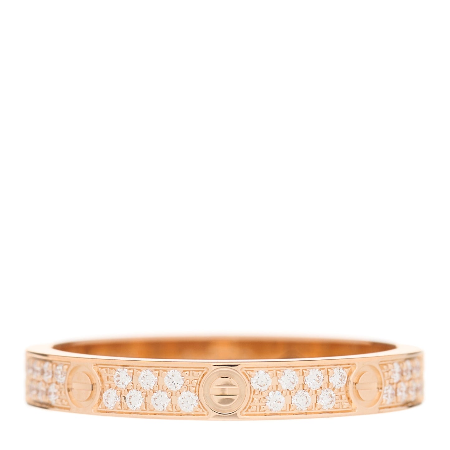 18K Pink Gold Diamond 2.6mm LOVE Paved Band Ring 49 4.75