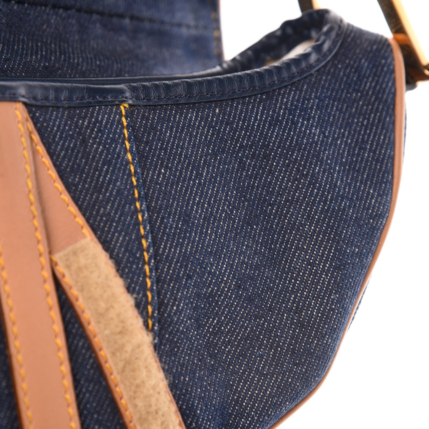 Denim Calfskin Saddle Bag Blue