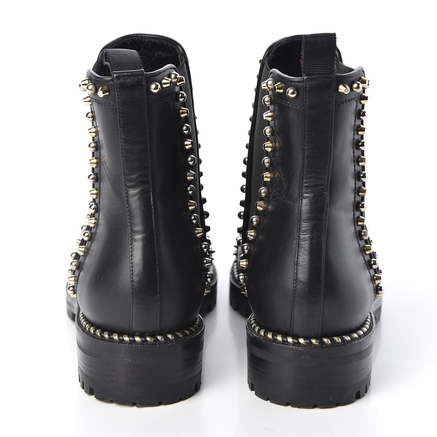 Calfskin Studded Chasse A Clou Flat Chelsea Boots 39 Black
