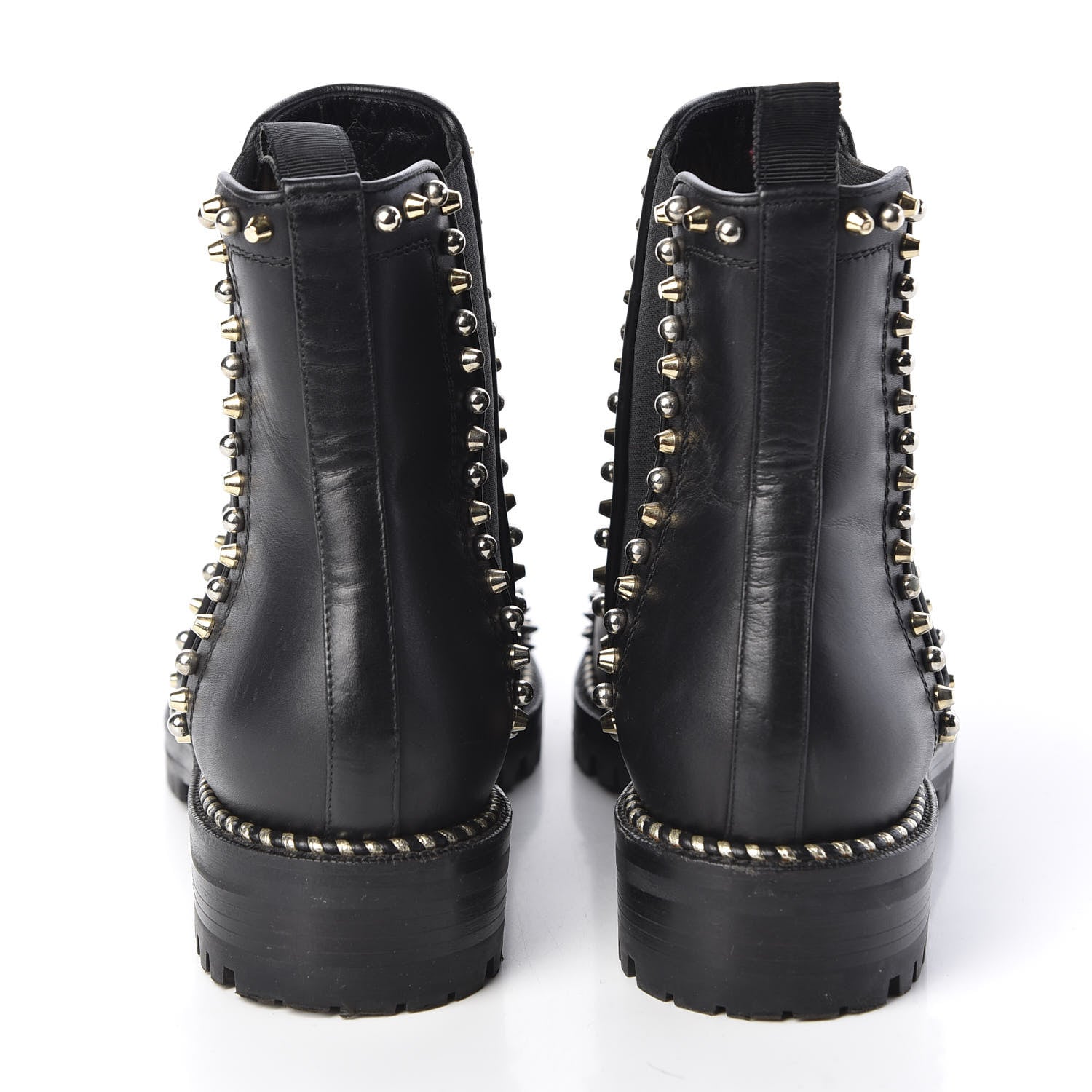 Christian Louboutin Calfskin Studded Chasse A Clou Flat Chelsea Boots 39 Black 7 of 9