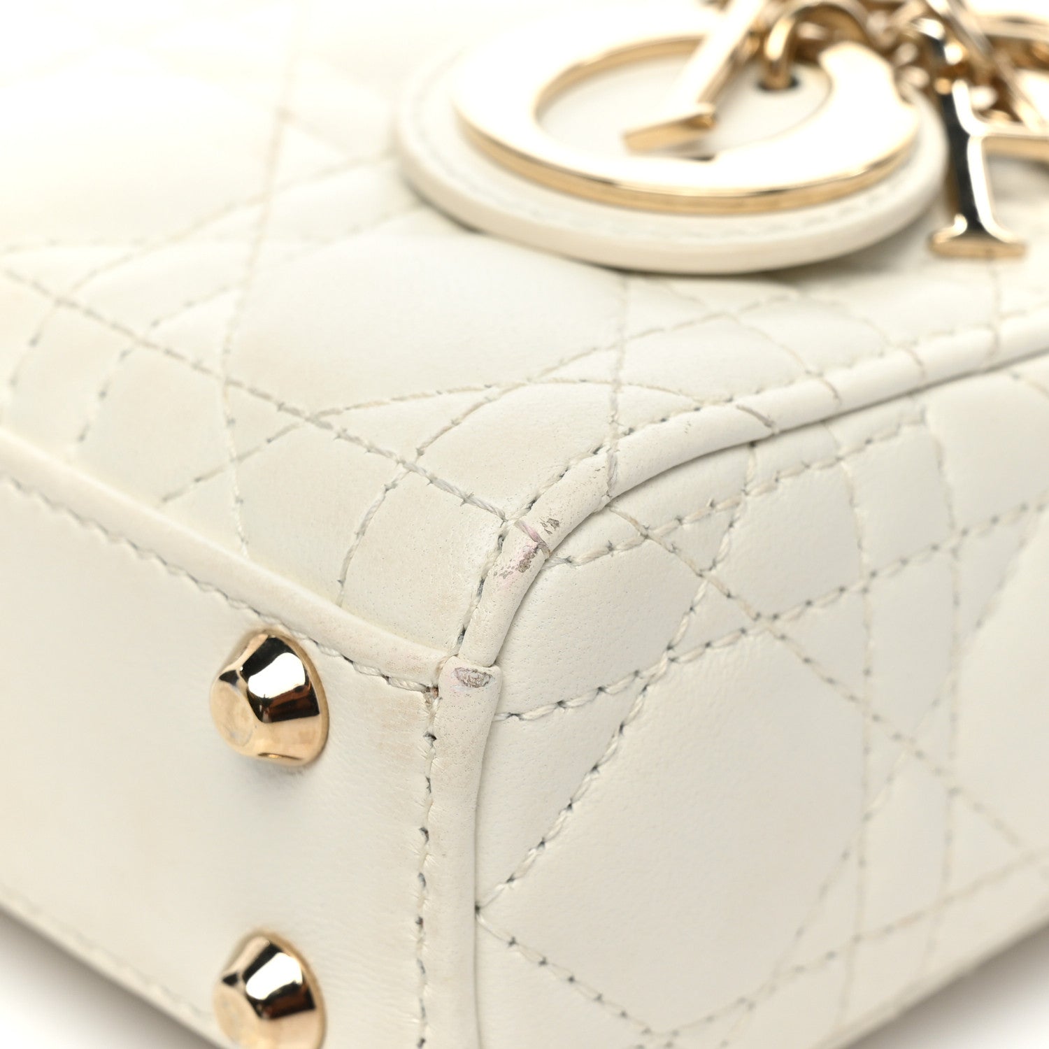 Christian Dior Lambskin Cannage Micro Lady Dior White 14 of 19