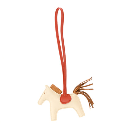 Hermes Milo Lambskin Grigri Rodeo Horse Bag Charm PM Craie Sesame Cornaline 1 of 5