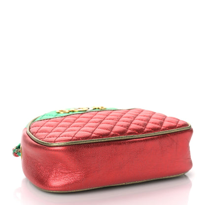 Gucci Laminated Nappa Trapuntata Mini Zumi Dome Shoulder Bag Rosso Jasmine Green Rame 6 of 8