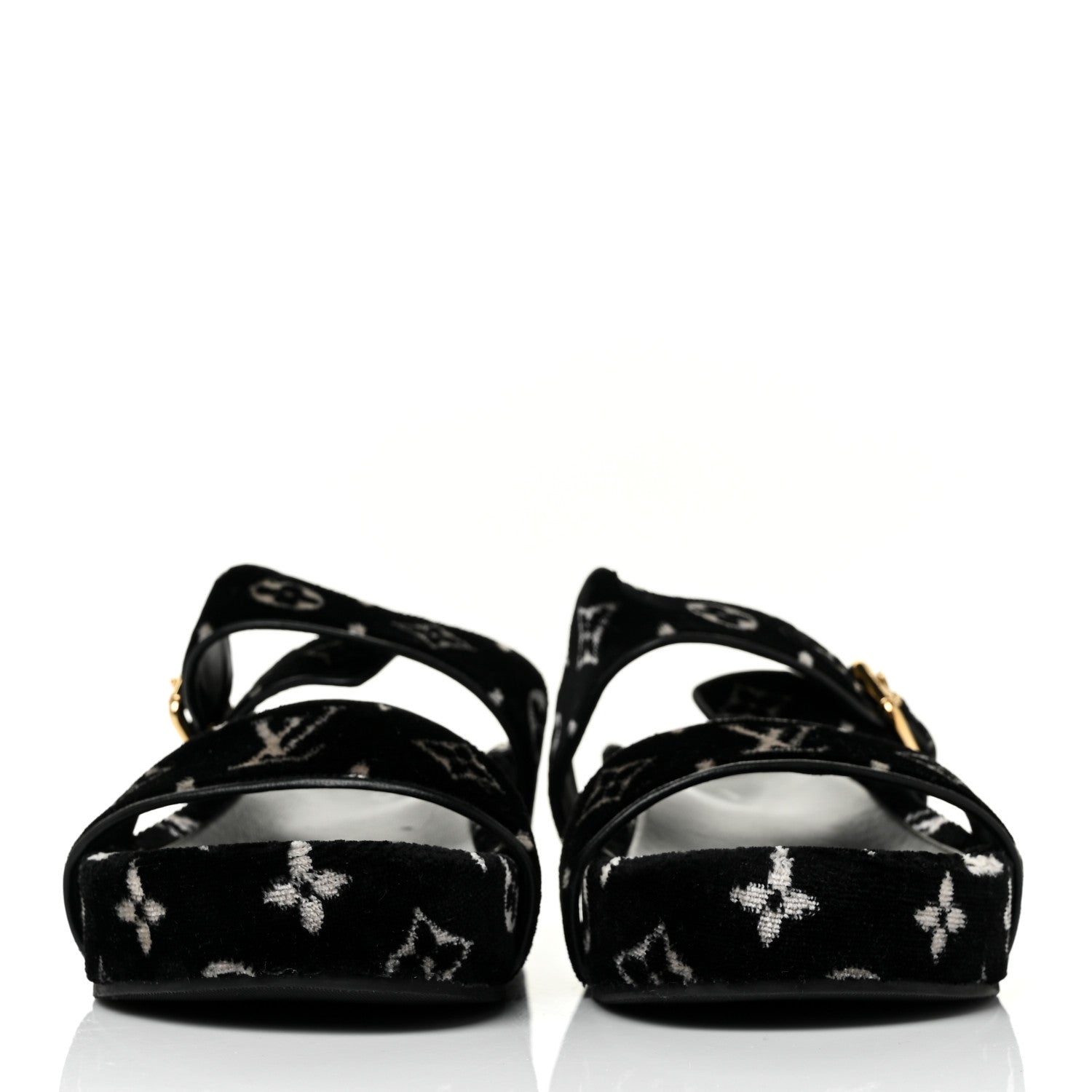 Louis Vuitton Velvet Monogram Jumbo Flatform Mule Sandals 39 Black White 2 of 8