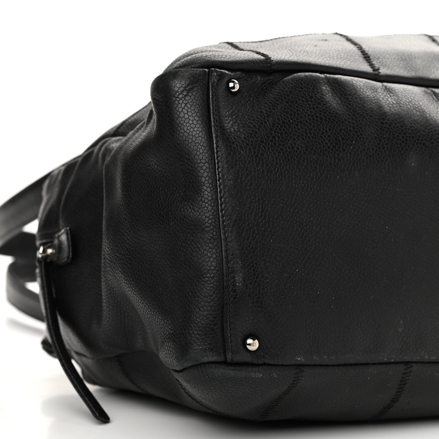 Caviar Square Stitched Large Tote Black