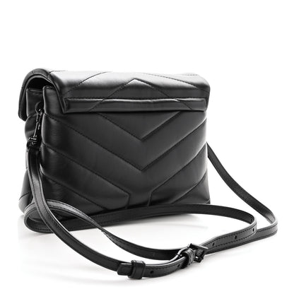Saint Laurent Calfskin Y Quilted Monogram Monochrome Toy Loulou Crossbody Bag Black 3 of 10