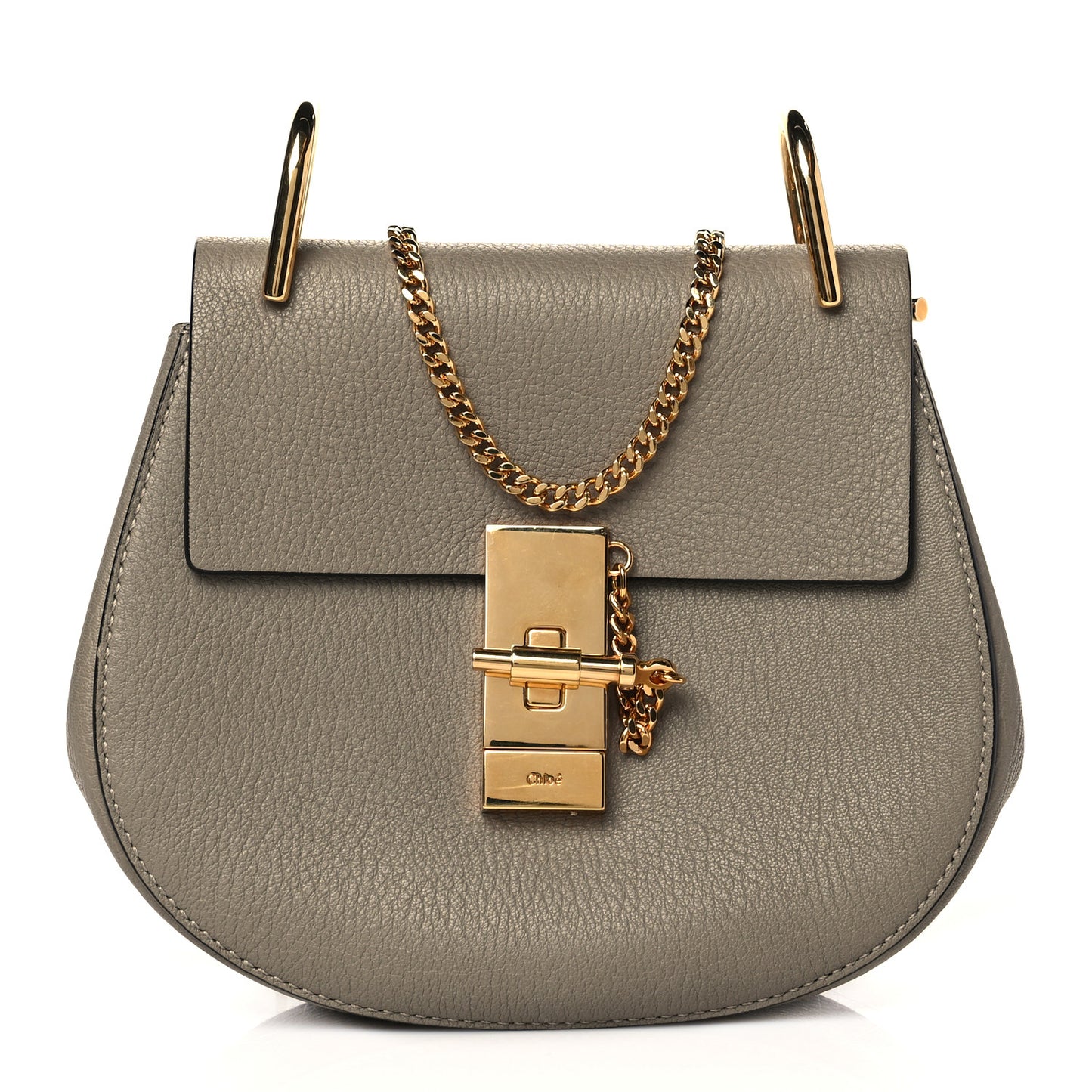 Grained Lambskin Mini Drew Shoulder Bag Motty Grey