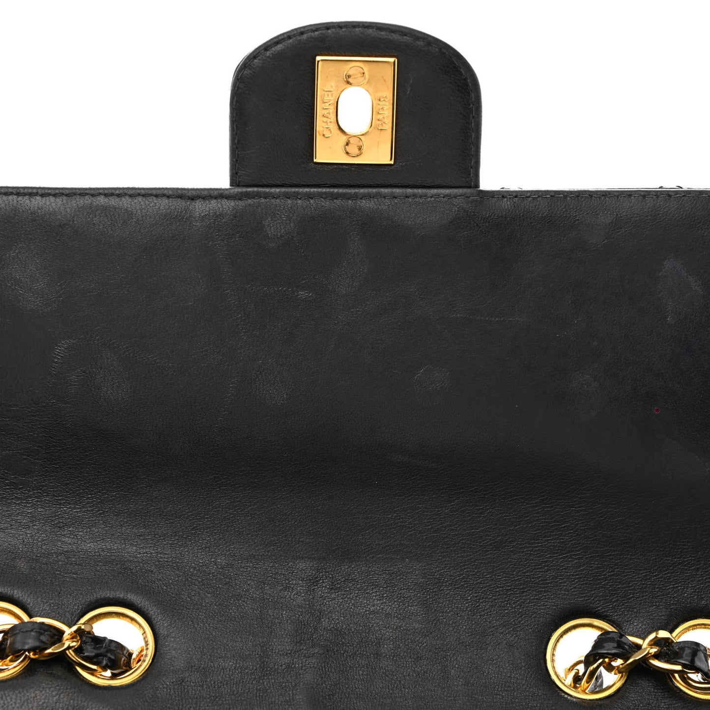 Patent Quilted Small Single Flap Black