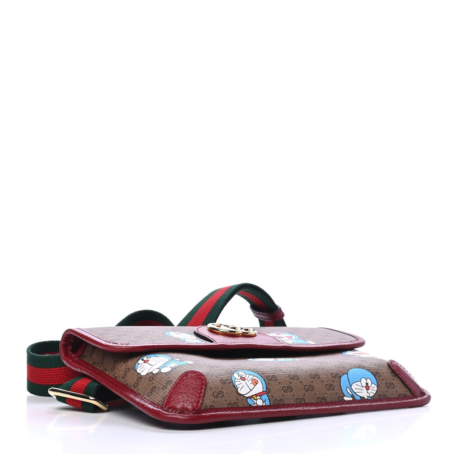 Gucci X DORAEMON Mini Vintage GG Supreme Monogram Web Slim Belt Bag Beige Cherry Red 3 of 4