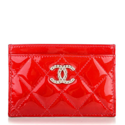 Chanel Patent Quilted Brilliant Card Holder Red 1 of 8