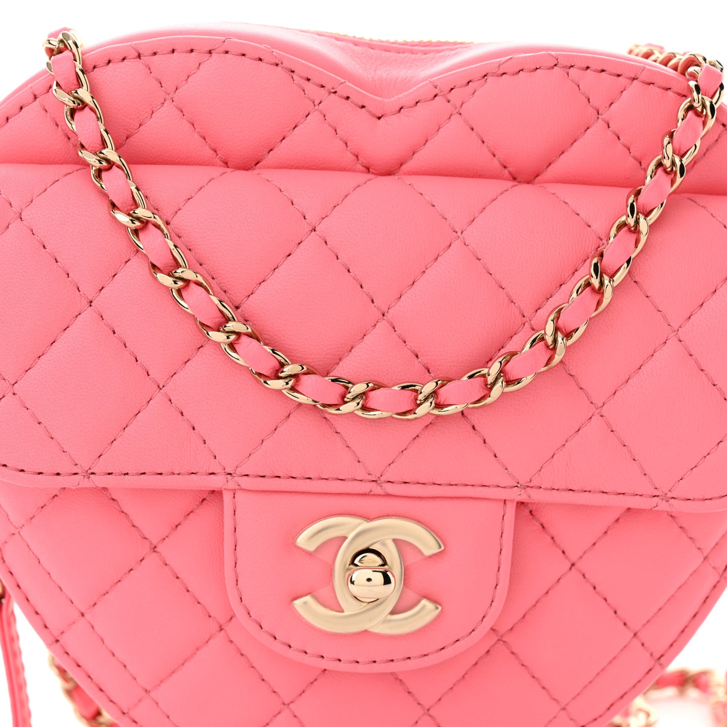 Lambskin Quilted CC In Love Heart Bag Pink