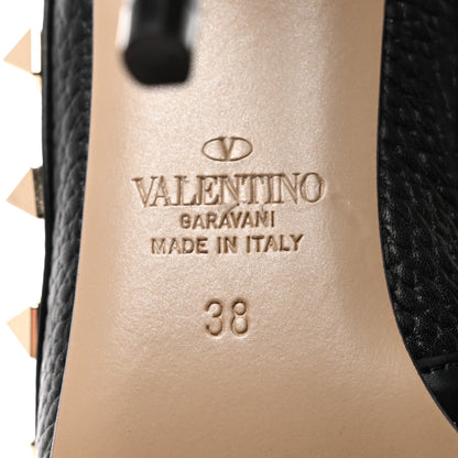 Valentino Garavani Pebbled Calfskin Rockstud Ankle Strap 100mm Pumps 38 Black 8 of 9