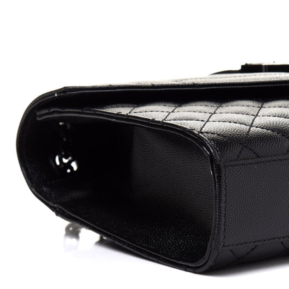 Saint Laurent Grain De Poudre Textured Mixed Matelasse Triquilt Medium Monogram Satchel Black 10 of 13