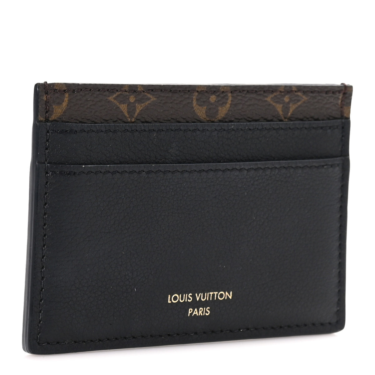 Calfskin Monogram Low Key Double Card Holder Black