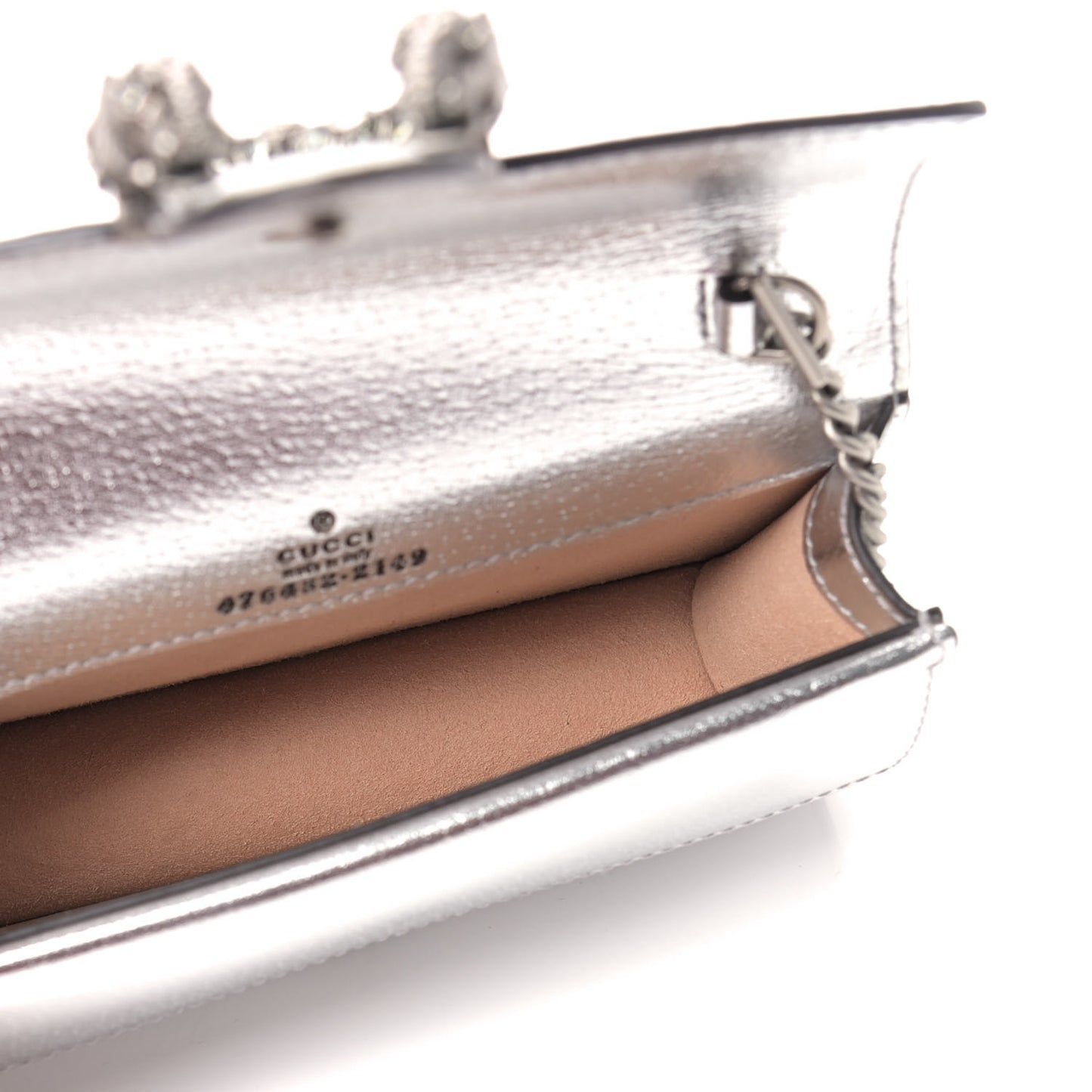 Metallic Calfskin Super Mini Dionysus Shoulder Bag Silver