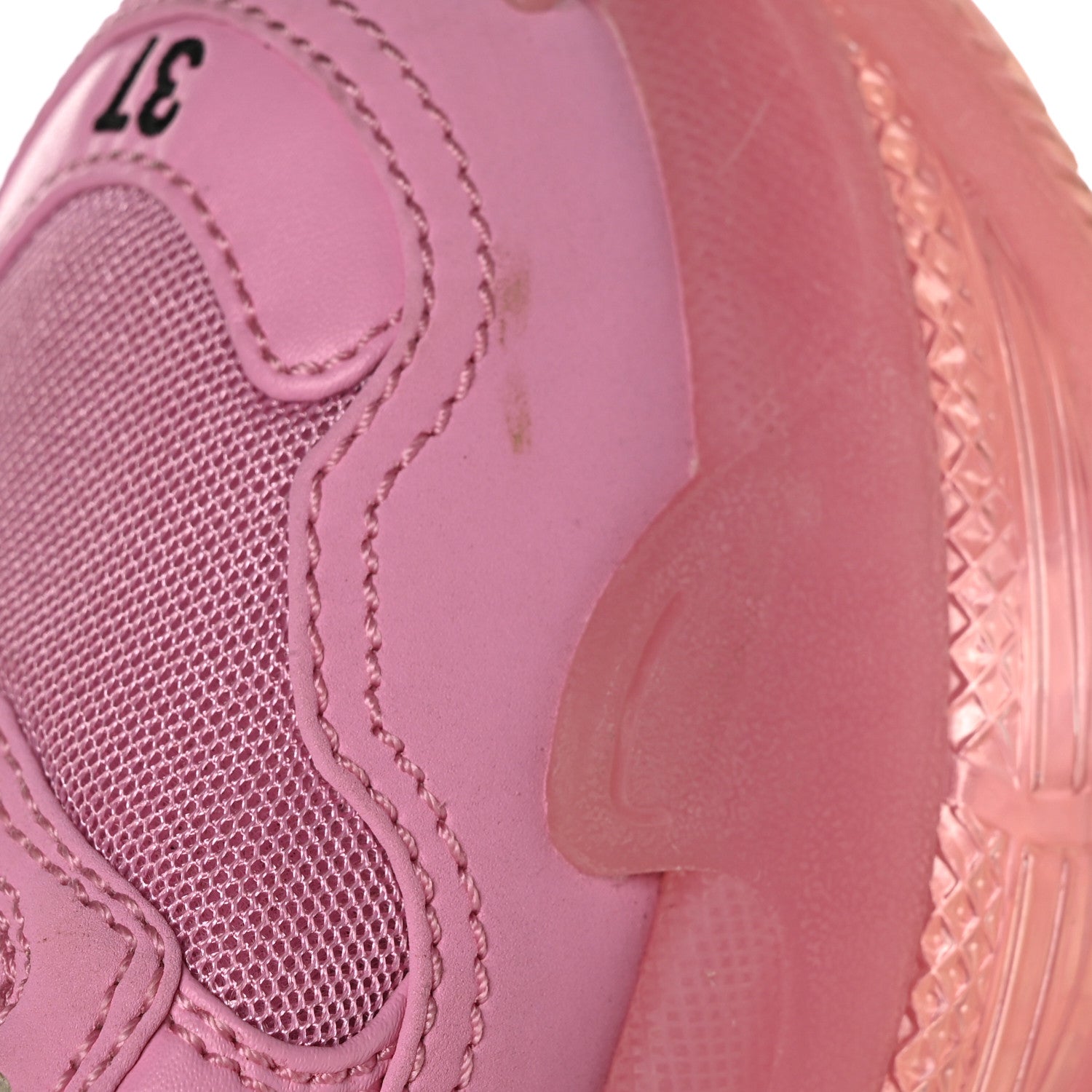 Balenciaga Fabric Mesh Clear Sole Womens Triple S Sneakers 37 Pink 7 of 7