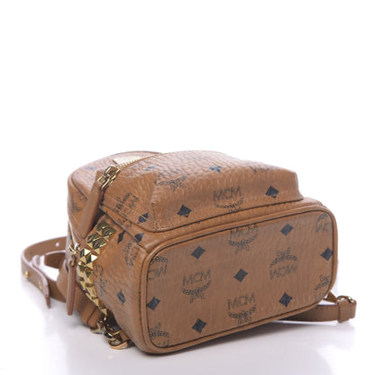 MCM Visetos Side Stud X-Mini Stark Bebe Boo Backpack Cognac 3 of 9