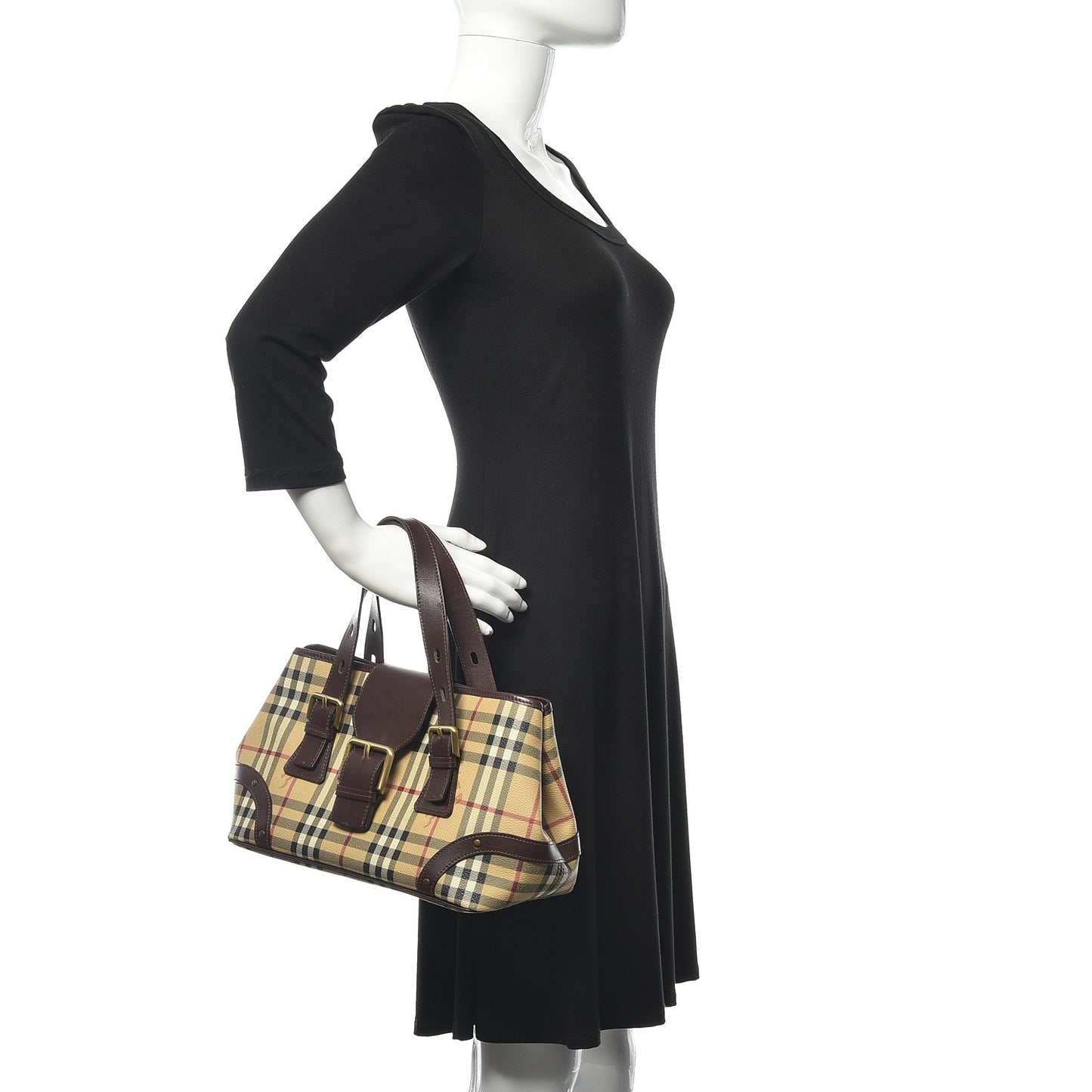 Haymarket Check Buckle Satchel Chocolate