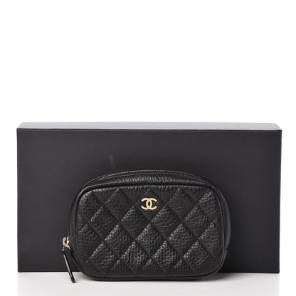 Chanel Calfskin Quilted Small Curvy Pouch Cosmetic Case Black 8 of 8