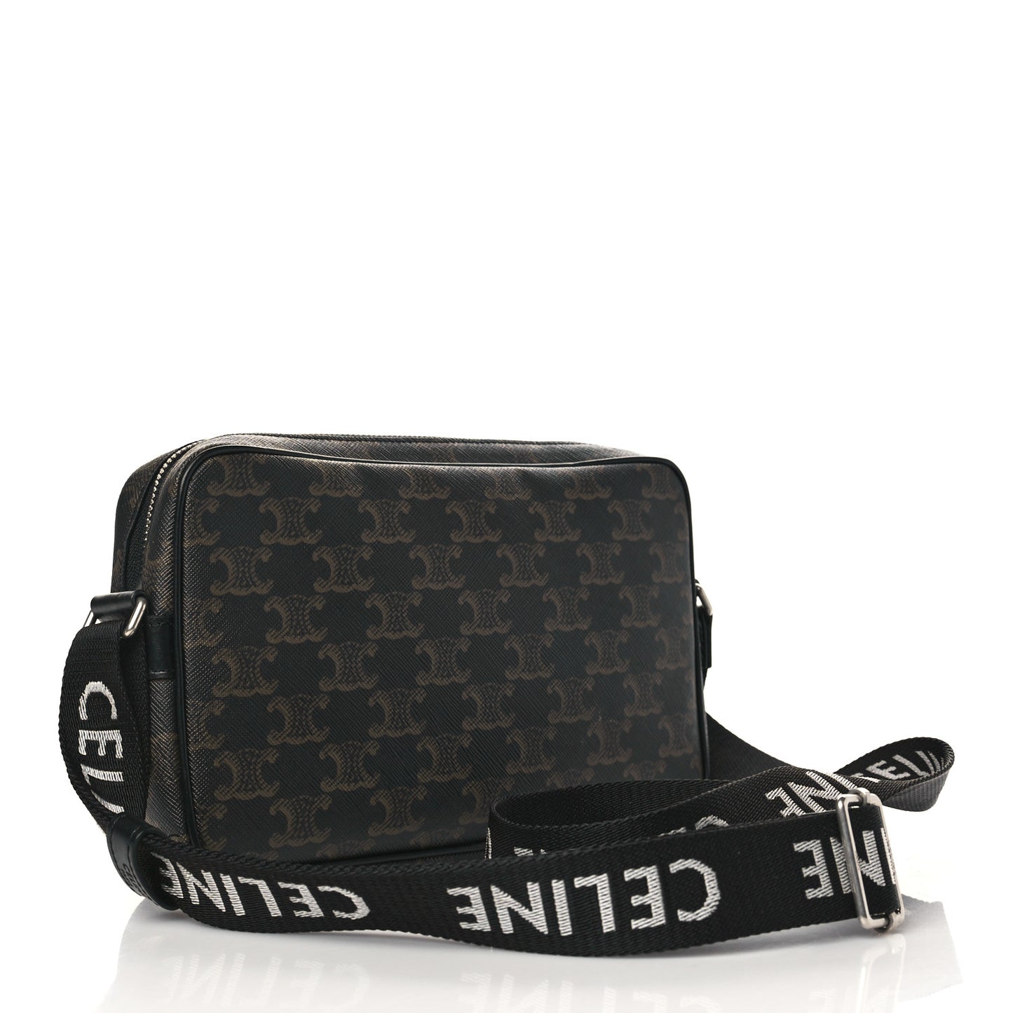Triomphe Canvas Medium Horizontal Messenger Bag Black