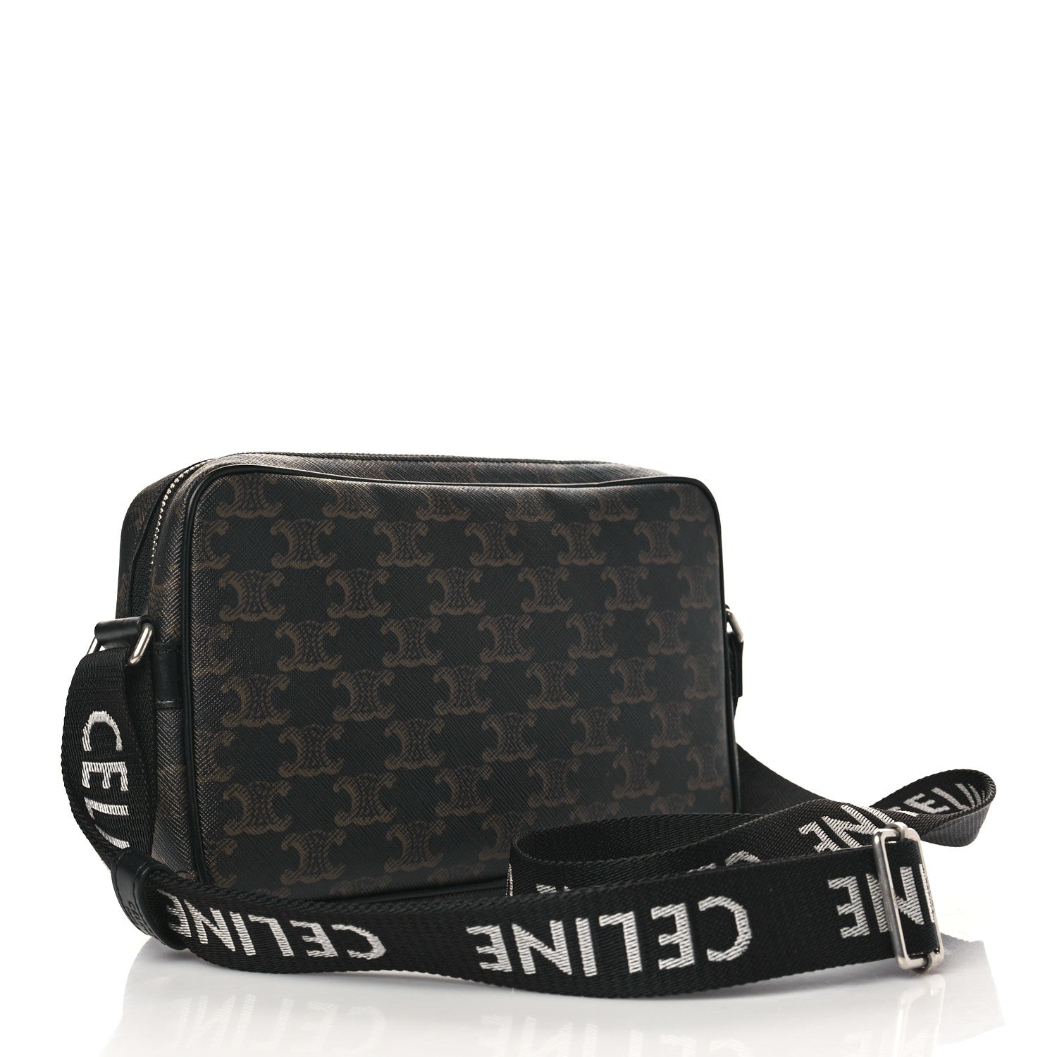 Celine Triomphe Canvas Medium Horizontal Messenger Bag Black 2 of 7
