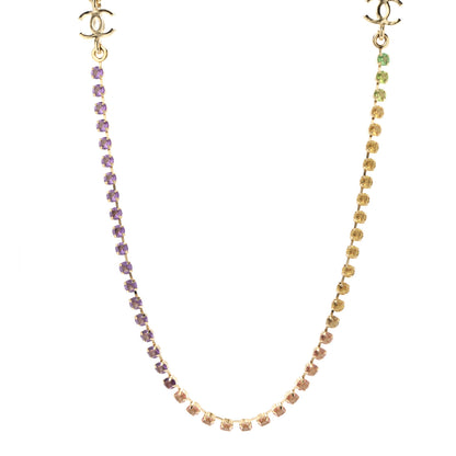 Chanel Crystal CC Long Necklace Gold Multicolor 1 of 7