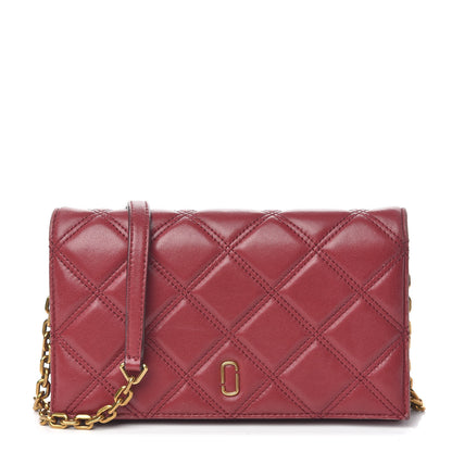 Marc Jacobs Lambskin Matelasse Double J Wallet On Chain Red 1 of 16