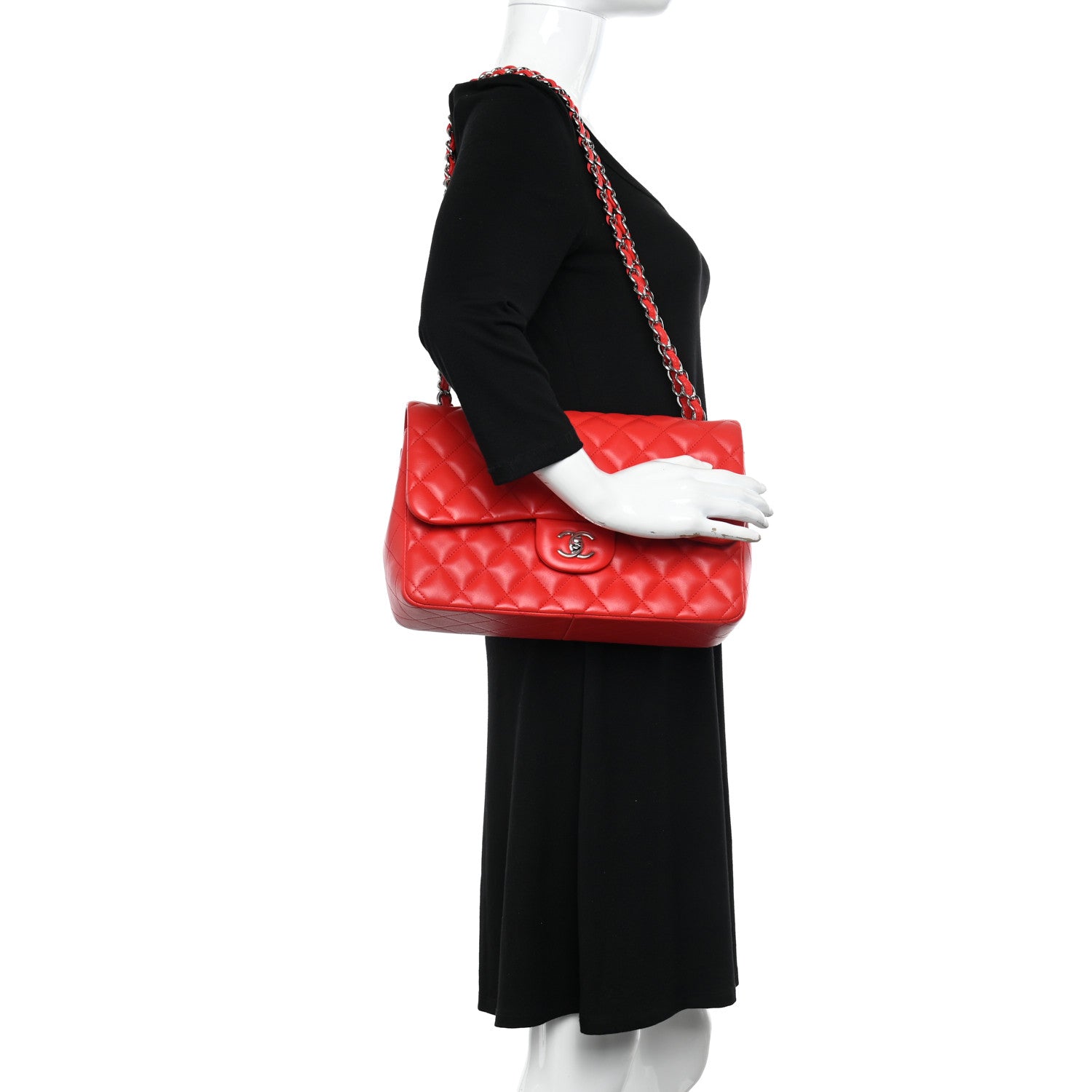 Chanel Lambskin Quilted Jumbo Double Flap Red 2 of 11